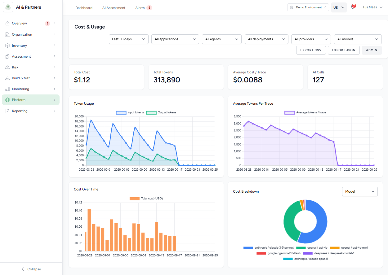 Token Cost & Usage in the platform